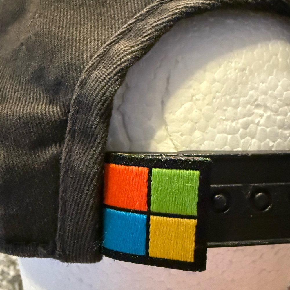 Microsoft Hat Cap StrapBack Structured Adjustable Black OS Computer Software * - Picture 5 of 9